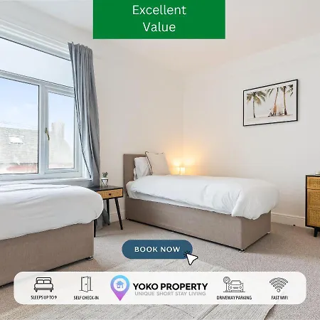 Spacious House - Sleeps Up To 9 - Long Welcome - Free Parking, Fast Wifi And Smart Tv By Yoko Дом отдыха *